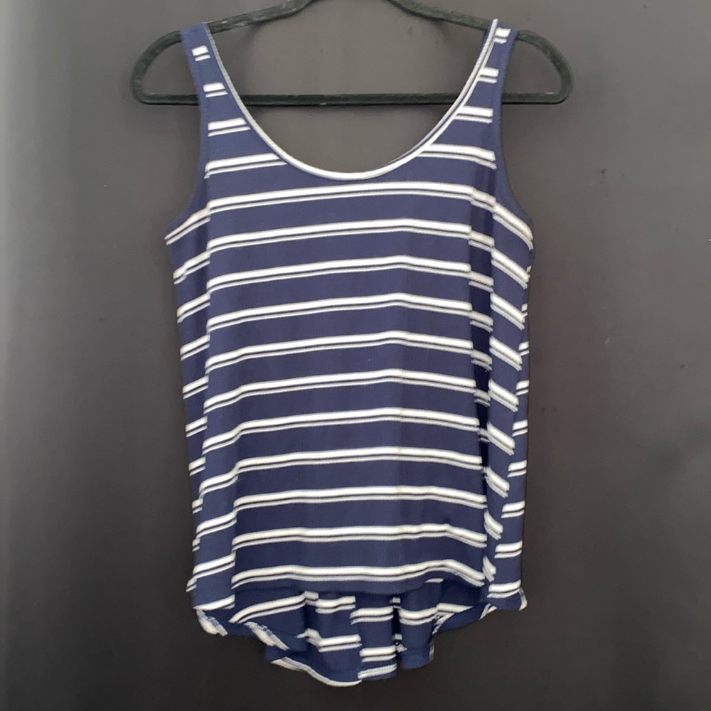 Anthropologie - See You Monday - Striped Trapeze Tank in Navy and White size L
